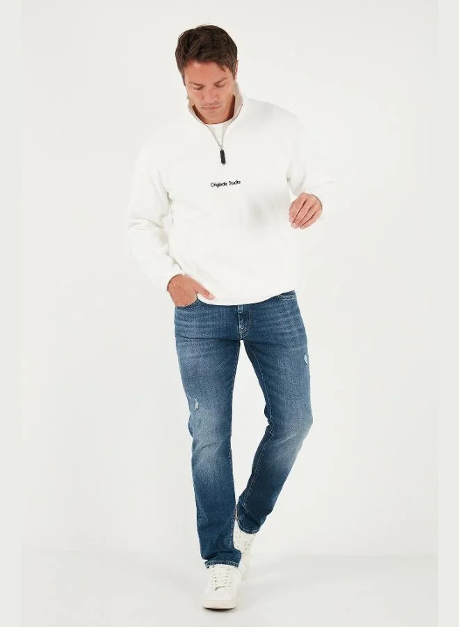 Buratti Buratti Regular Fit Half-Zip Stand-Up Collar Soft Textured Sweatshirt Men's SWEAT 59060661