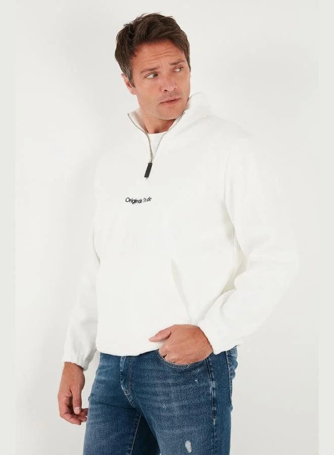 بوراتي سويت شيرت رجالي بياقة واقفة وسحاب نصي من بوراتي