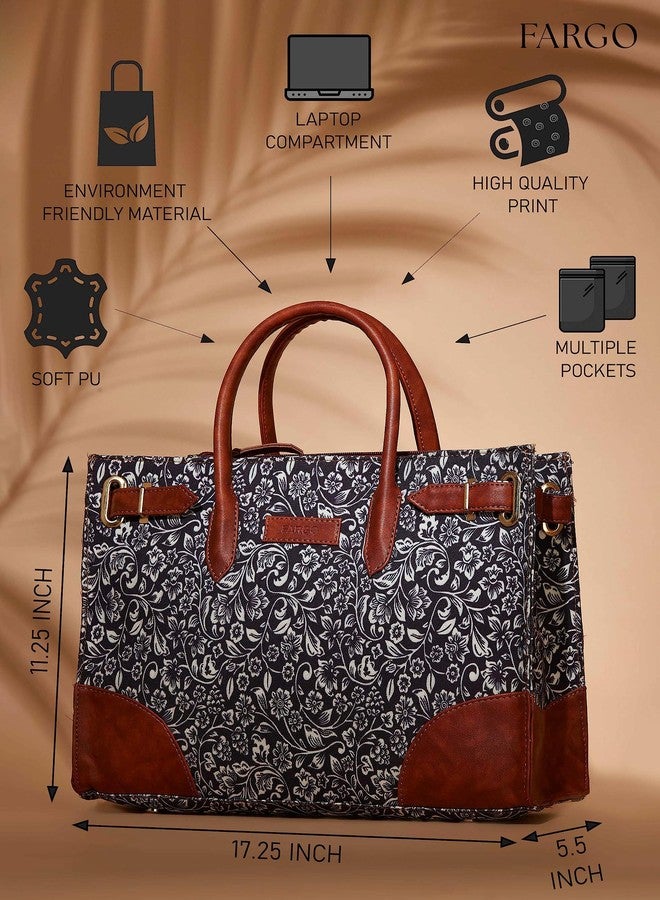 Fargo Canvas Laptop Handbag For Women - Stylish & Durable Tote Bag, Fits 15-Inch Laptop (Multicolor 1) - Image 4