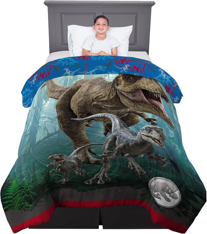 Franco Kids Bedding Super Soft Microfiber Reversible Comforter, Twin/Full, Jurassic World Dominion - Image 1
