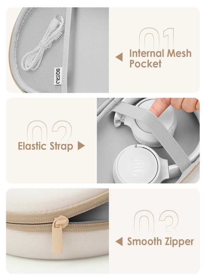 SQERO Earphone Case for JBL Tune 520BT/510BT/500BT/720BT/Bose/Soundcore Anker/BERIBES/KVIDIO/TOZO/JLab Ultra Slim Pocket Over-Ear Headphones Universal Portable Travel Organizer Bag (Beige) - Image 5