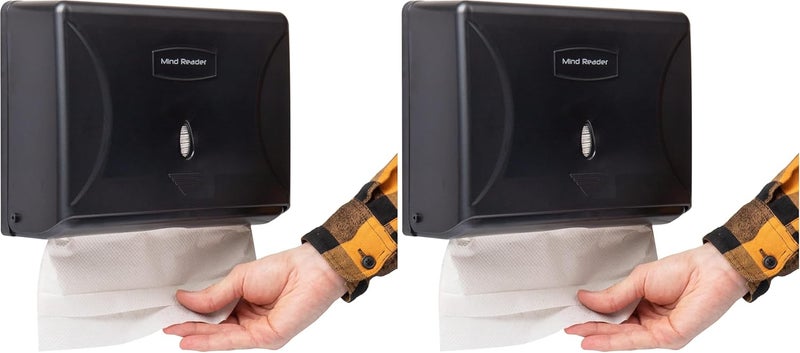 Mind Reader PTWIDE Multi-Fold Dispenser, Paper Towel Holder, 3.75 in. L x 10.5 in. W x 14 in. H, Black, x x (Pack of 2) - Image 1