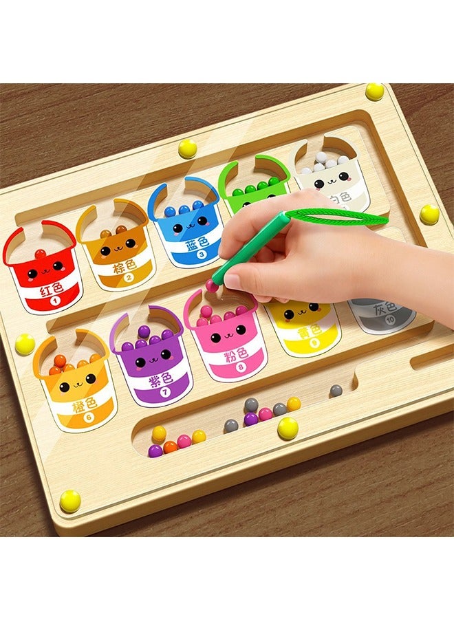فن كوخ لوحة متاهة مغناطيسية للألوان والأرقام | ألعاب مونتيسوري للأطفال بعمر 3 سنوات مع خرز مغناطيسي، ألعاب خشبية لتنمية المهارات الحركية الدقيقة للأطفال الصغار من عمر 3 سنوات و4 سنوات و5 سنوات، ألعاب تعليمية مغناطيسية للأطفال من عمر 3 سنوات فما فوق (كبيرة) - Image 2