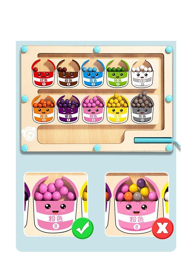 فن كوخ لوحة متاهة مغناطيسية للألوان والأرقام | ألعاب مونتيسوري للأطفال بعمر 3 سنوات مع خرز مغناطيسي، ألعاب خشبية لتنمية المهارات الحركية الدقيقة للأطفال الصغار من عمر 3 سنوات و4 سنوات و5 سنوات، ألعاب تعليمية مغناطيسية للأطفال من عمر 3 سنوات فما فوق (كبيرة) - Image 3