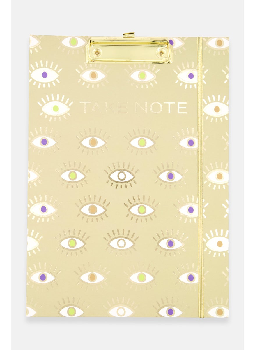 Paperbuzz Allover Print Pad Folio Clipboard With Ruled Notepad, Gold  - Image 1