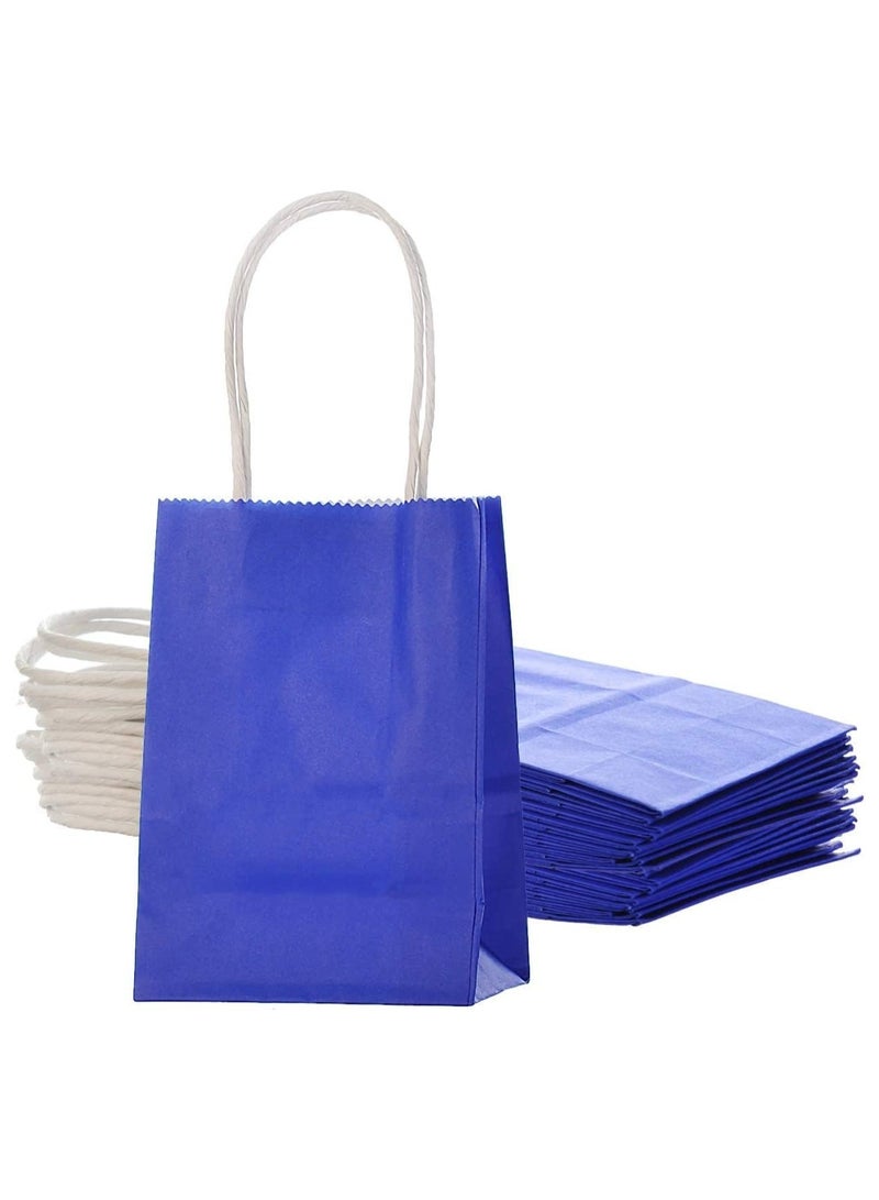 مارك 24 كيس أكياس ورقية زرقاء بمقابض | أكياس هدايا صغيرة من كرافت مقاس 15 × 11 × 6 سم لحفلات أعياد الميلاد وحفلات الزفاف والبضائع والأشياء الجيدة وحفلات استقبال المولود الجديد - Image 1