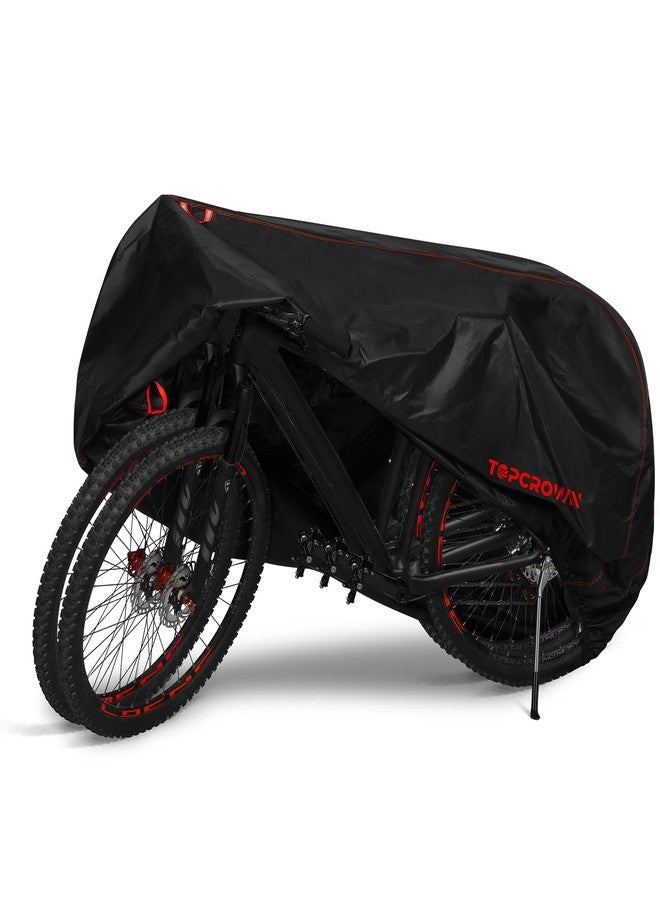 Topcrown Bike Cover Waterproof Outdoor Storage for 2 Bikes, Bicycle Cover Rain Sun UV Dust Wind Proof with Storage Bag for Mountain Road Bike/Ebike (420D Black+Red, XXL Size for 2 bikes) - Image 1