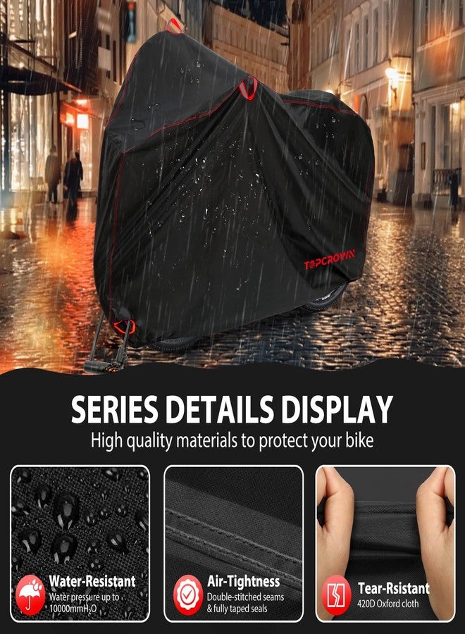 Topcrown Bike Cover Waterproof Outdoor Storage for 2 Bikes, Bicycle Cover Rain Sun UV Dust Wind Proof with Storage Bag for Mountain Road Bike/Ebike (420D Black+Red, XXL Size for 2 bikes) - Image 4