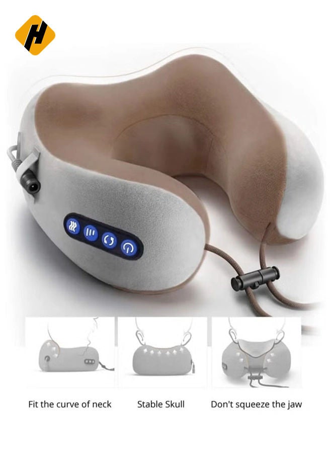 HuHa Electric Travel Neck Massage Pillow, U Shaped Memory Foam Kneading Vibration Neck Head Support Pillow, Relief Cervical Pain, For Airplane, Train - Image 3