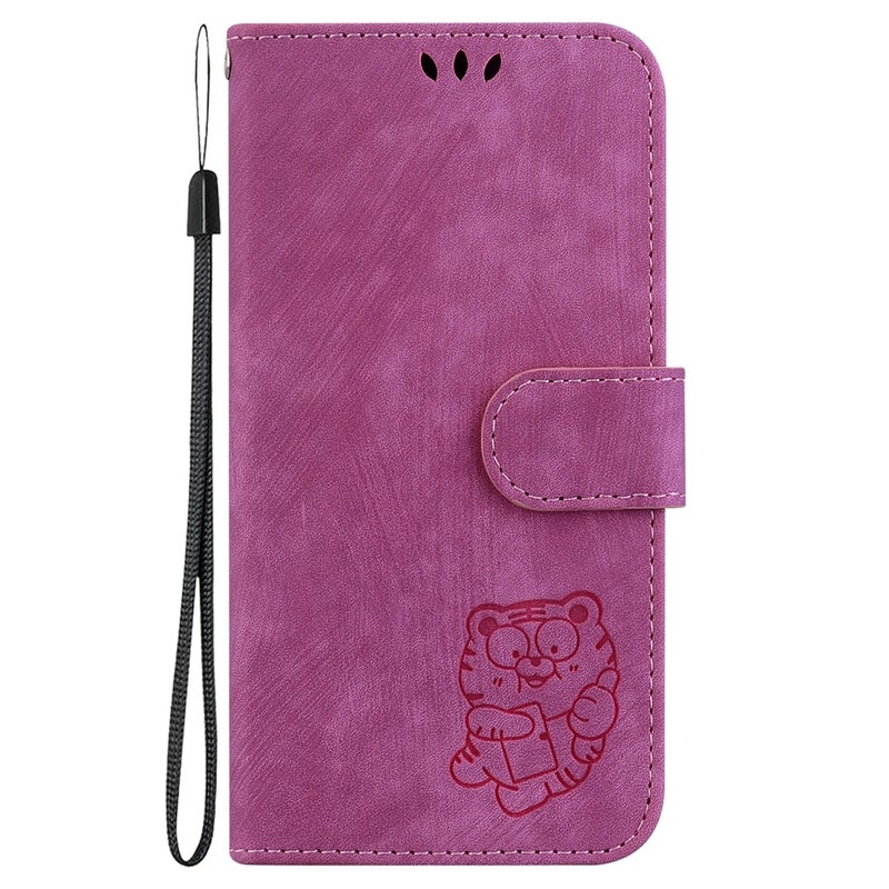 HuHa Protective Cover For Motorola Moto G04s / Moto E14 Little Tiger Embossed Leather Phone Case(Rose Red) - Image 2
