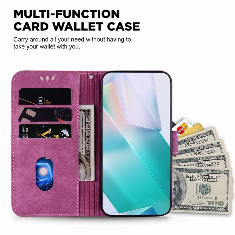 HuHa Protective Cover For Motorola Moto G04s / Moto E14 Little Tiger Embossed Leather Phone Case(Rose Red) - Image 4