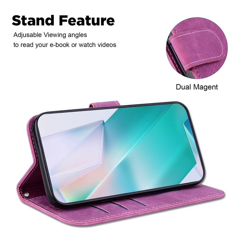 HuHa Protective Cover For Motorola Moto G04s / Moto E14 Little Tiger Embossed Leather Phone Case(Rose Red) - Image 5