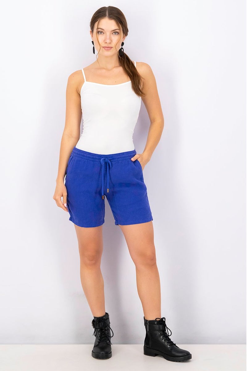 Vilebrequin Women Plain Drawstring Basic Shorts, Outremer - Image 4