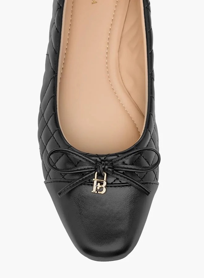Flora Bella By Shoexpress Women Stitch Detail Slip-On Ballerina Shoes with Bow Detail