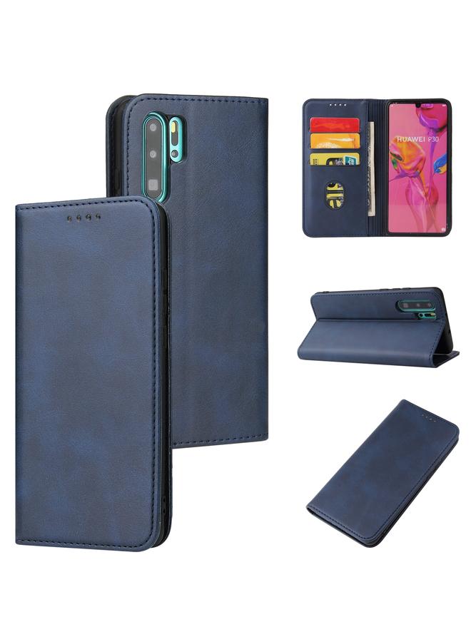 The Bros Phone Case For Huawei P30 Pro Calf Texture Magnetic Horizontal Flip Leather Phone Case with Holder & Card Slots & Wallet  - Image 1