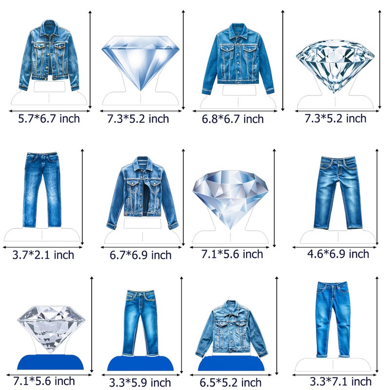 umoni 12Pcs Denim and Diamonds Party Honeycomb Centerpieces Denim and Diamonds Birthday Party Supplies Denim Themed Table Centerpieces Jeans Table Decorations for Bachelor Bridal Shower Party Decor - Image 5