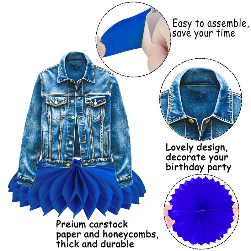 umoni 12Pcs Denim and Diamonds Party Honeycomb Centerpieces Denim and Diamonds Birthday Party Supplies Denim Themed Table Centerpieces Jeans Table Decorations for Bachelor Bridal Shower Party Decor - Image 3