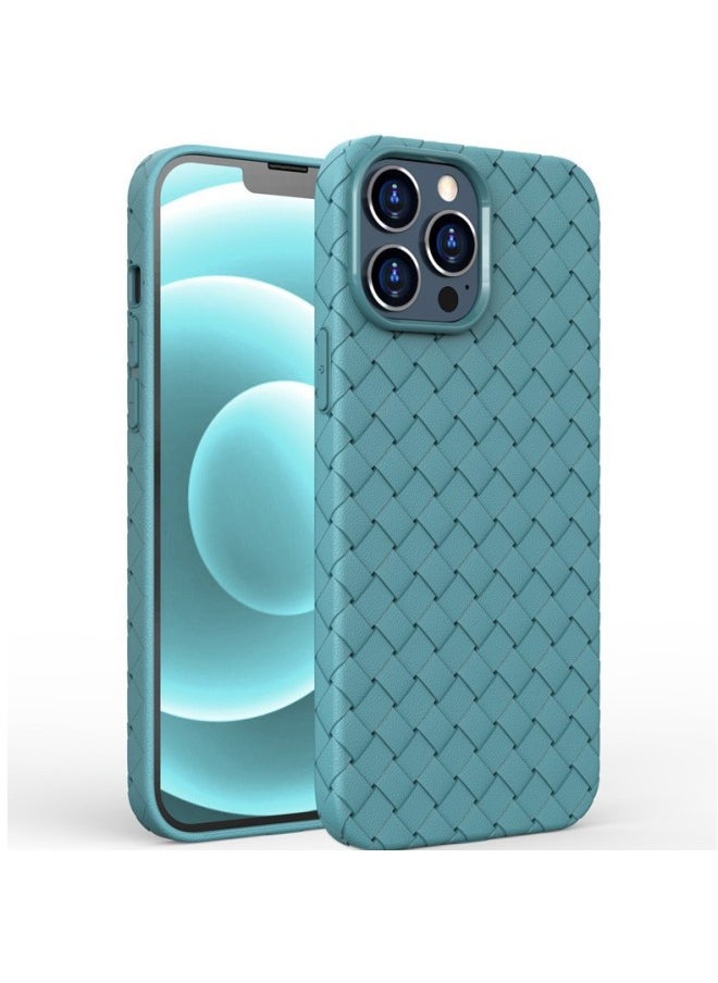 حافظة الهاتف المحمول ذات النمط المنسوج 15 مناسبة لهاتف Iphone16ProMax غلاف حماية 14 13 12 تبديد الحرارة 11 مضاد للسقوط اللون: أرجواني داكن نمط منسوج - الموديل المطبق: iPhone12