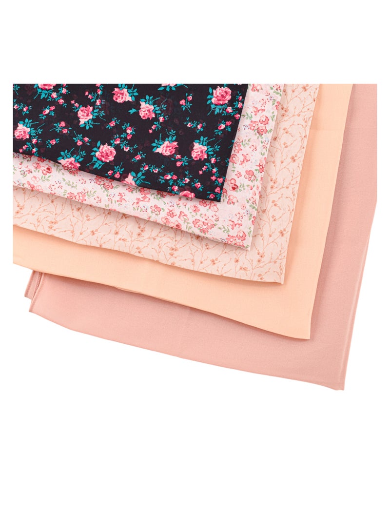 ADEEB-5 Pieces Hijab Scarfs - Premium Quality Chiffon, Soft and Lightweight. Solid and Printed Unique Hijab Gift Box - Image 3