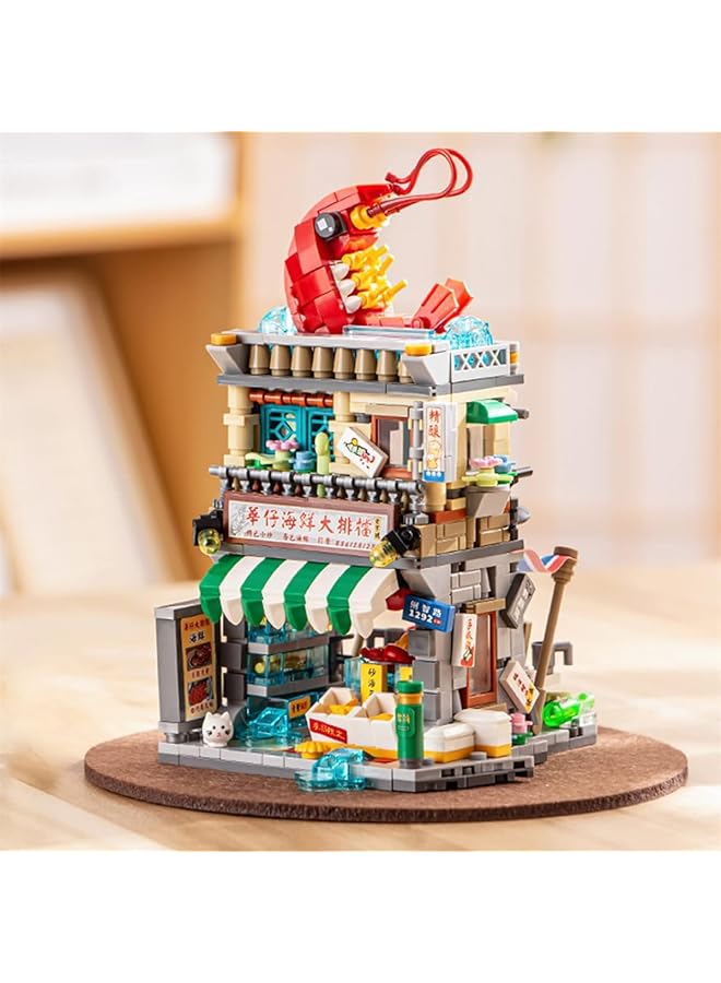 Excefore Building Blocks House Toy China Street View Seafood Shop Architecture Mini Building Toys Model Gift For 6 12 Years Old Kid Girls And Boys - Image 4
