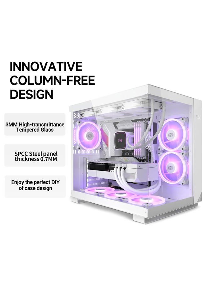 PCCOOLER PC Case Mid Tower Desktop Computer Gaming Superior Case for ATX/M-ATX/ITX with 6 ARGB Case Fans,Column-Free Design,360MM Radiator&400MM GPU Support,Easy Installation (C3T500 ARGB White) - Image 3