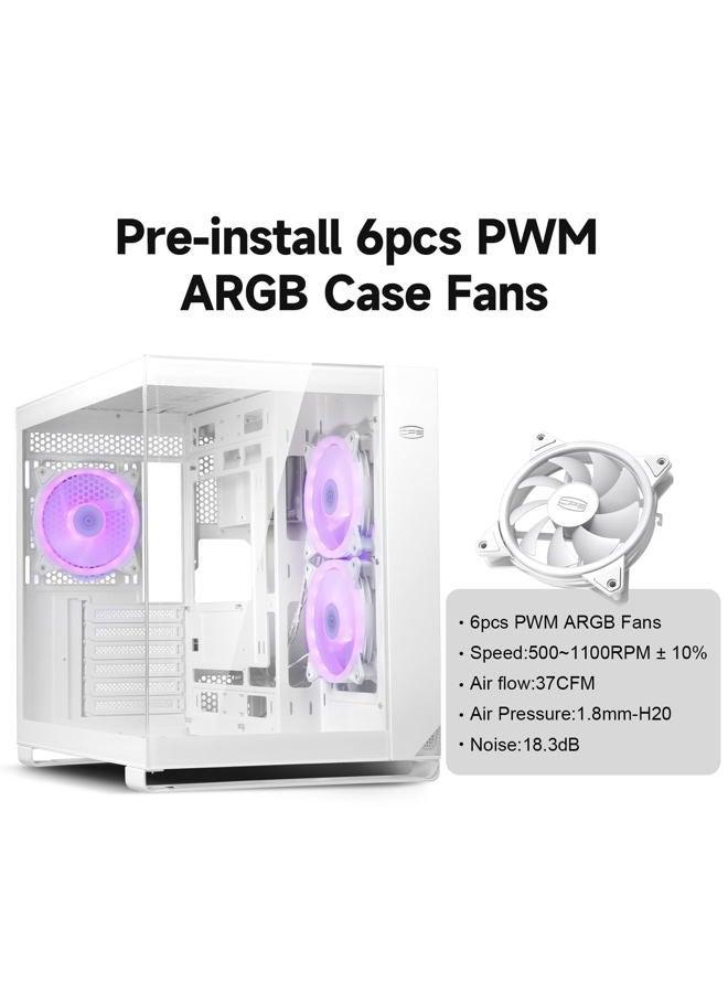 PCCOOLER PC Case Mid Tower Desktop Computer Gaming Superior Case for ATX/M-ATX/ITX with 6 ARGB Case Fans,Column-Free Design,360MM Radiator&400MM GPU Support,Easy Installation (C3T500 ARGB White) - Image 2