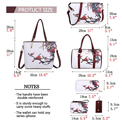 2E-youth Designer Purses And Handbags For Women Satchel Shoulder Bag Tote Bag For Work Clutch Purses (white&red) - Image 3