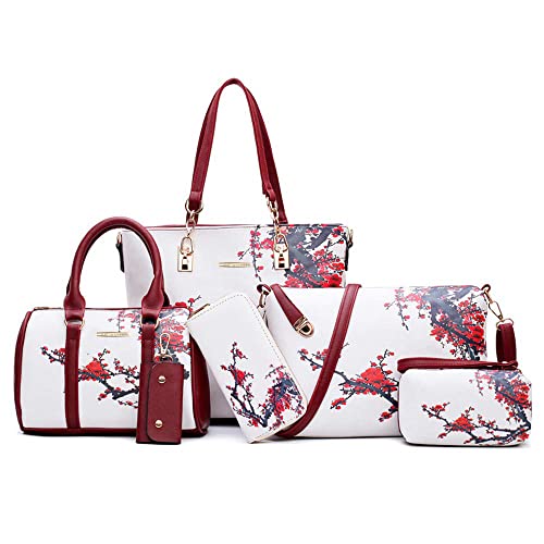 2E-youth Designer Purses And Handbags For Women Satchel Shoulder Bag Tote Bag For Work Clutch Purses (white&red) - Image 1