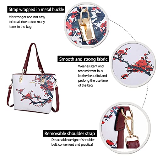2E-youth Designer Purses And Handbags For Women Satchel Shoulder Bag Tote Bag For Work Clutch Purses (white&red) - Image 5