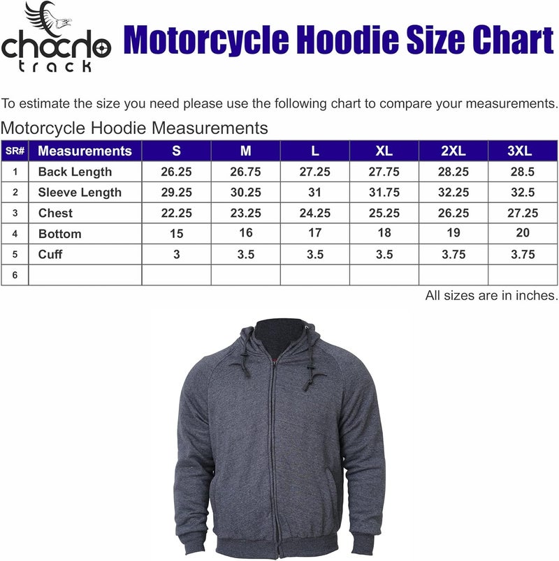 ChoCho Track Motorcycle Hoodie CE Armored Motorbike Fleece Zip Up Jacket - Gray - Image 2