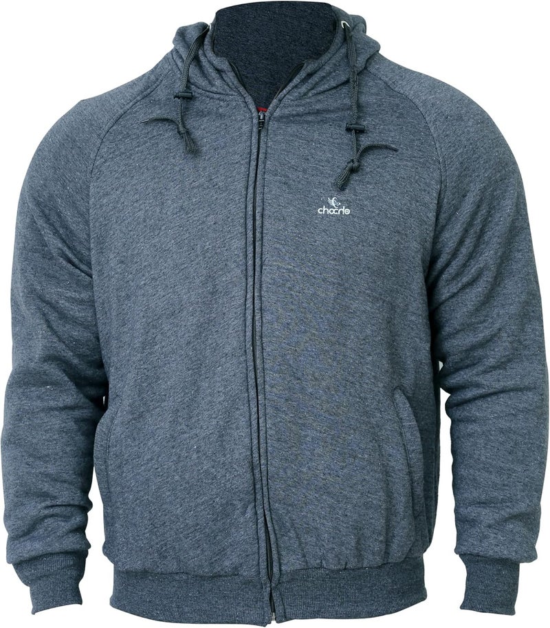 ChoCho Track Motorcycle Hoodie CE Armored Motorbike Fleece Zip Up Jacket - Gray - Image 1