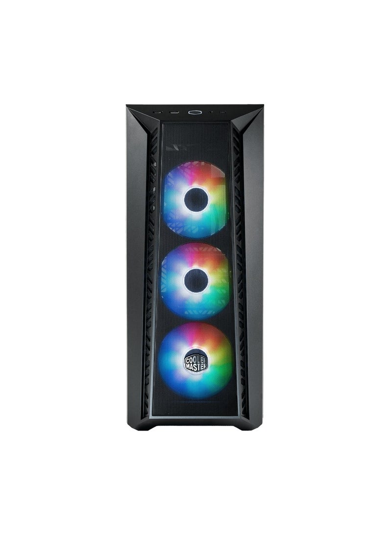 كولر ماستر صندوق تبريد MasterBox 520 Mesh White Edition Airflow ATX Mid-Tower، لوحة أمامية شبكية، لوحة زجاجية مقسّاة، E-ATX*(*حتى 12 بوصة × 10.7 بوصة)، USB 3.2 Gen2 Type-C، ثلاث مراوح إضاءة Sickflow 120Mm ARGB - Image 1