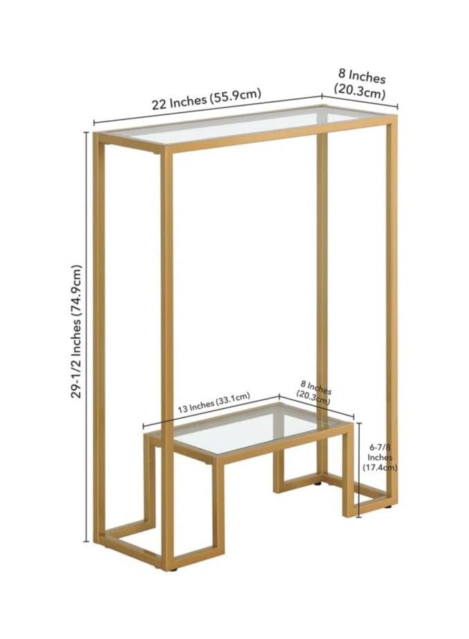 LINGWEI End Table Glass Multilayer Console Table Gold 55.9 x 74.9 x 20.3cm - Image 3