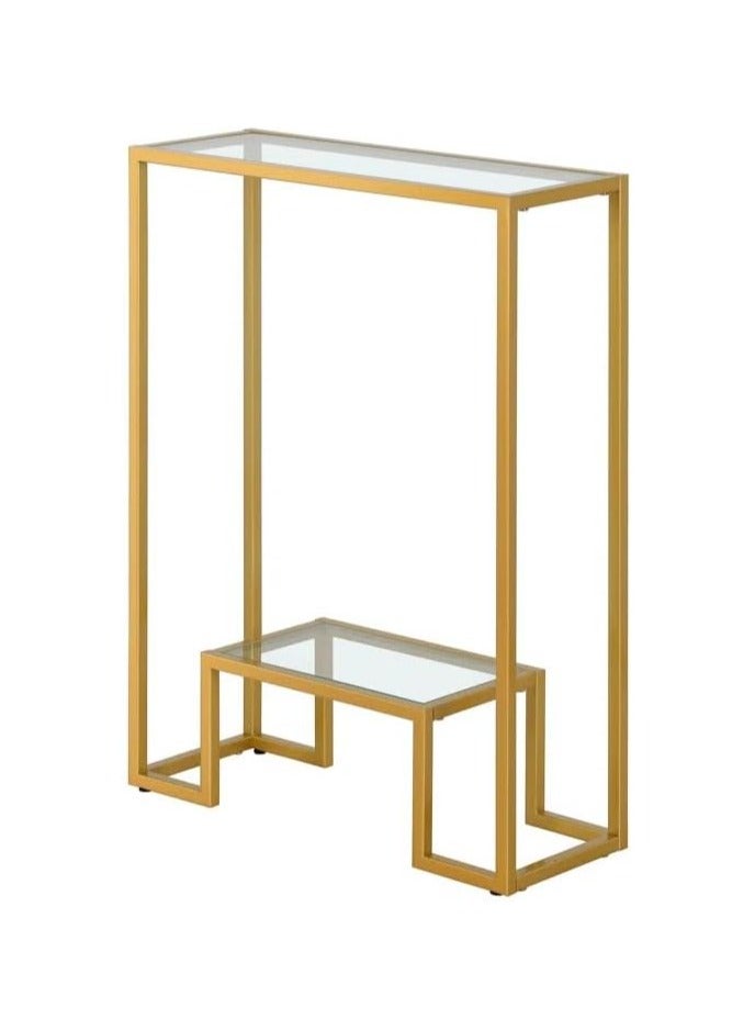 LINGWEI End Table Glass Multilayer Console Table Gold 55.9 x 74.9 x 20.3cm - Image 5