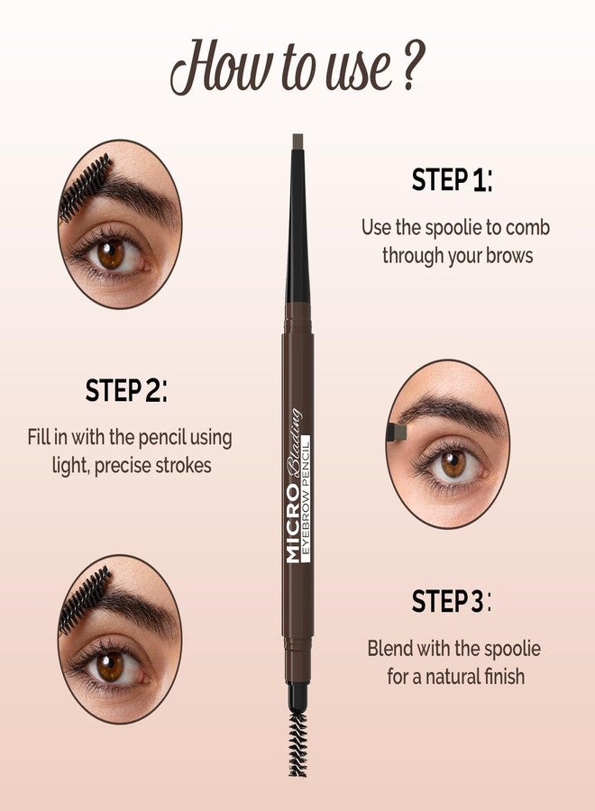 Glam 21 Glam21 Micro Blading Eyebrow Pencil | Brow Pencil With Spoolie | Long-lasting and Natural-looking Results | Define & Blend Brow Pencil | 0.3gm (Brown) - Image 4