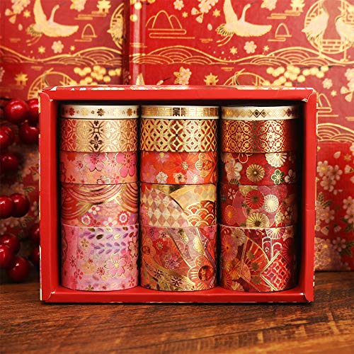 YUBBAEX Splendid Gold Washi Tape Set Embroidery Pattern Foil Decorative Tapes for Arts, DIY Crafts, Journal Supplies, Planners, Scrapbook, Gift Wrapping 15 Rolls (Fierce Flowers) - Image 5