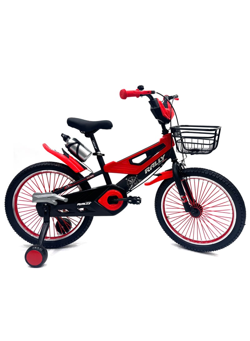 RALLY BICYCLE 20-Inch Kids Road Bike | 20-Inch Wheel Size | Adjustable Seat | Training Wheel | Chain Cover, Basket And Water Bottle | Red Color - Image 1