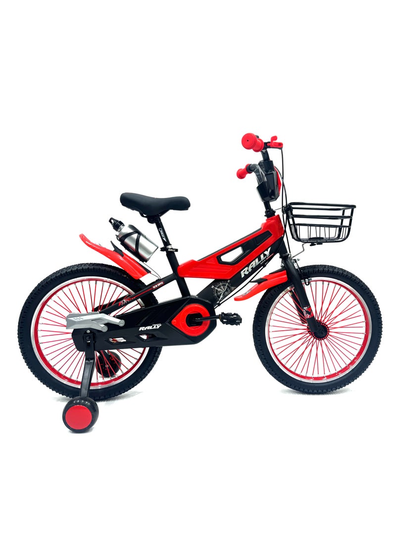 RALLY BICYCLE 20-Inch Kids Road Bike | 20-Inch Wheel Size | Adjustable Seat | Training Wheel | Chain Cover, Basket And Water Bottle | Red Color - Image 2