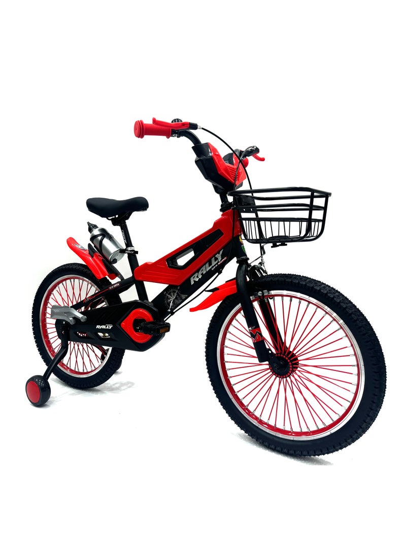 RALLY BICYCLE 20-Inch Kids Road Bike | 20-Inch Wheel Size | Adjustable Seat | Training Wheel | Chain Cover, Basket And Water Bottle | Red Color - Image 3