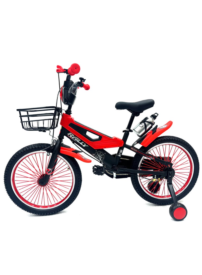 RALLY BICYCLE 20-Inch Kids Road Bike | 20-Inch Wheel Size | Adjustable Seat | Training Wheel | Chain Cover, Basket And Water Bottle | Red Color - Image 4