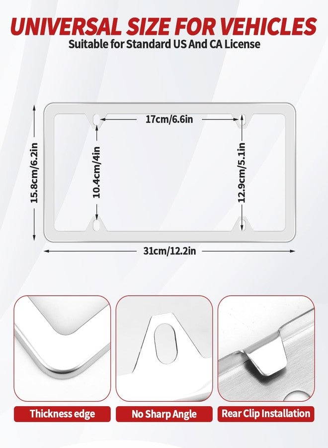 Abvsdu Chrome License Plate Frame Made of Zinc Alloy Metal, Universal Car Accessories,1 Pack License Plate Holder Never Rust and Unbreakable with Metal Screws& Chrome Caps and Screwdriver - Image 2