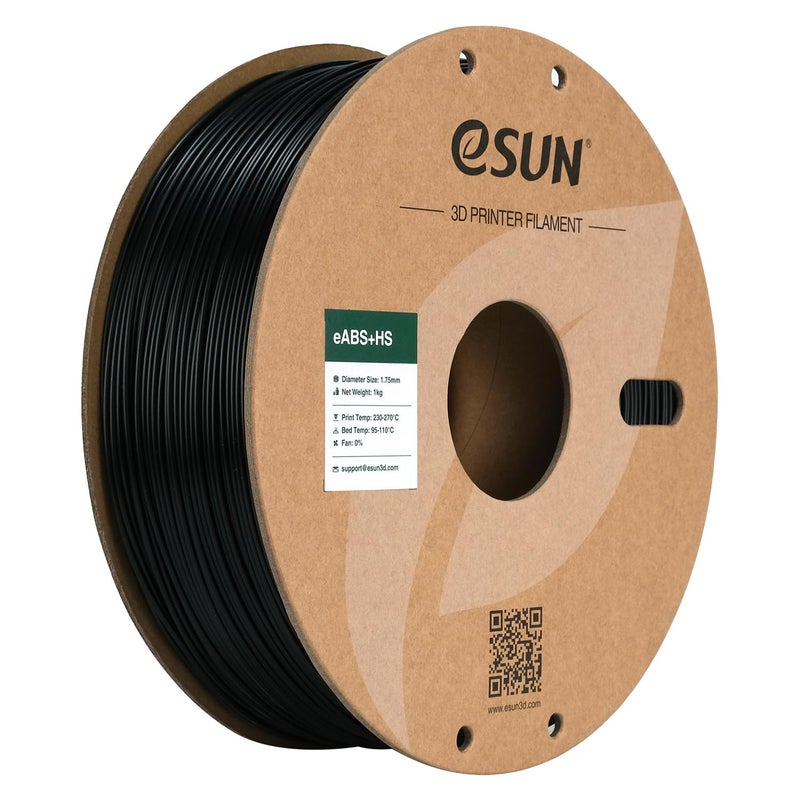 eSUN High Speed ABS+ Filament 1.75mm, Excellent Layer Adhesion 3D Printer Filament Speedy ABS Plus for Fast Printing, 1KG Spool (2.2 LBS) 3D Printing Filament for 3D Printers, Black - Image 1