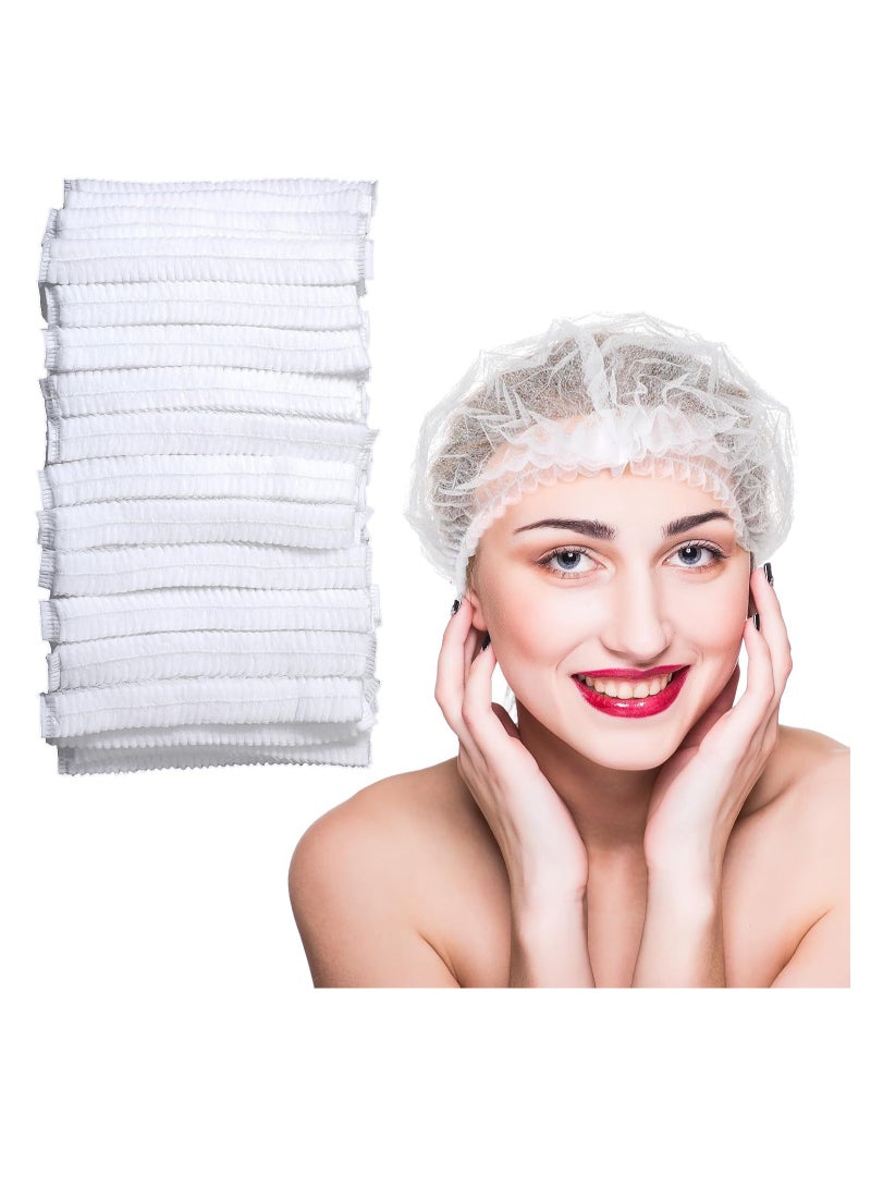 Meetion 200 Pieces Disposable Hair Net 21" Bouffant Caps White Cover for Salon Elastic Hat Facilities Cooking Housework spray tan - Image 1