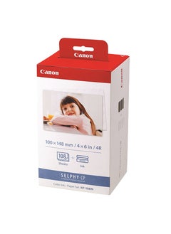 Canon Canon KP-108IN Color Ink Paper Set for Canon Selphy CP910/CP810 Photo Printer, 108 Sheets, White  - Image 1