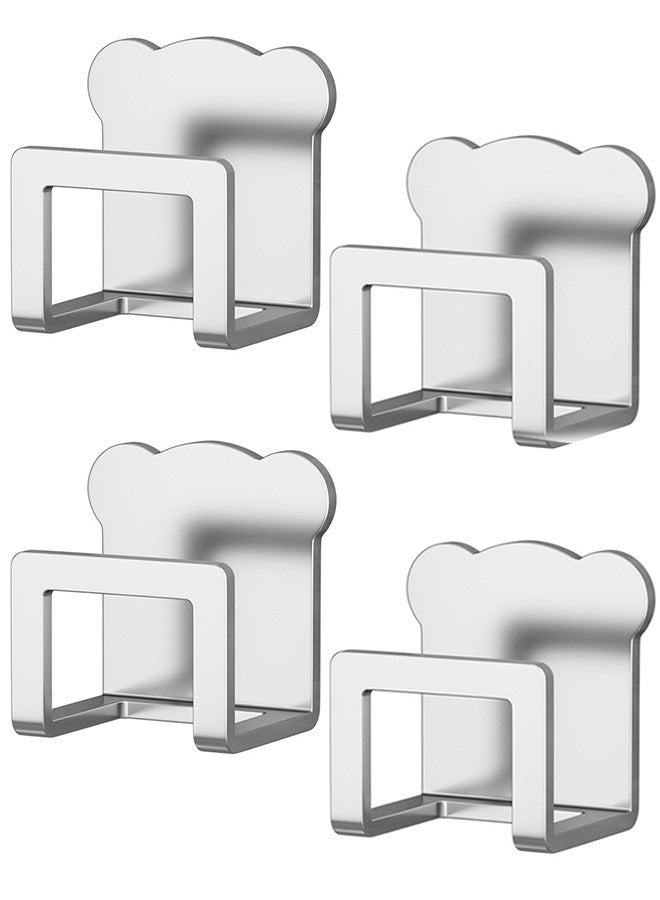 4 قطع من منظم حوض المطبخ المصنوع من الفولاذ المقاوم للصدأ، حامل إسفنج لاصق بدون حفر، خطاف تخزين مثبت على الحائط لأدوات غسل الأطباق والملحقات - Image 1