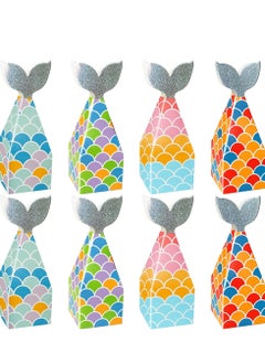 Excefore 48 Pieces Mermaid Candy Boxes, Mermaid Tail Treat Boxes Mermaid Party Favor Boxes Mermaid Present Boxes Under The Sea Goodie Bags Mermaid Theme Birthday Party Supplies (Vibrant Style)  - Image 1
