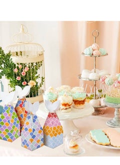 Excefore 48 Pieces Mermaid Candy Boxes, Mermaid Tail Treat Boxes Mermaid Party Favor Boxes Mermaid Present Boxes Under The Sea Goodie Bags Mermaid Theme Birthday Party Supplies (Vibrant Style)  - Image 4