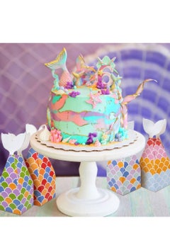 Excefore 48 Pieces Mermaid Candy Boxes, Mermaid Tail Treat Boxes Mermaid Party Favor Boxes Mermaid Present Boxes Under The Sea Goodie Bags Mermaid Theme Birthday Party Supplies (Vibrant Style)  - Image 3