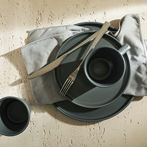 Stone Lain Coupe Stoneware Dinnerware Set, Service for 4, Gray Matte - Image 4