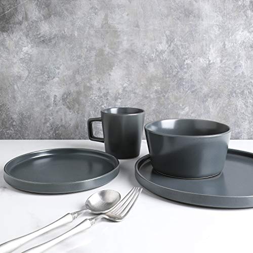 Stone Lain Coupe Stoneware Dinnerware Set, Service for 4, Gray Matte - Image 3